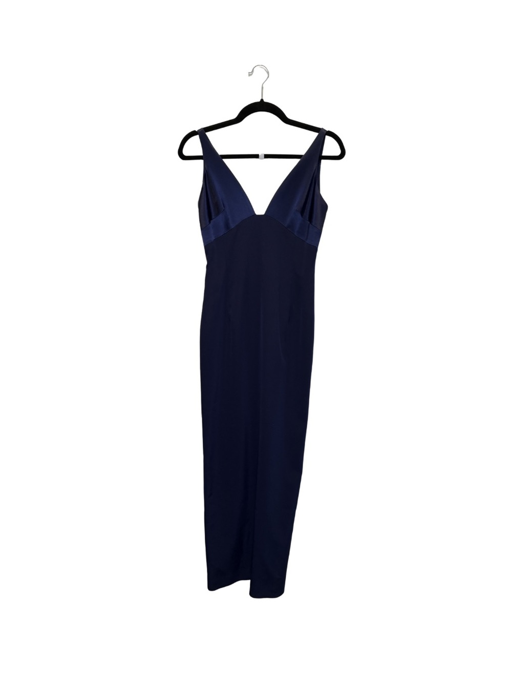 Tahari Navy Blue V-Neck Maxi Dress